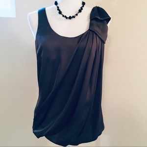 H&M Gray Satin Top with Bow Detail